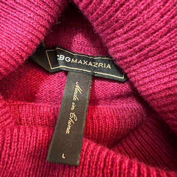BCBG MaxAzria 100% Cashmere Turtleneck Sweater Tunic Women's LARGE Red - Picture 3 of 6